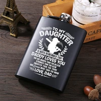 to my daughter all black paint whisky alcohol bottle laser flagon 304 stainless steel rum vodka hip flask accessories