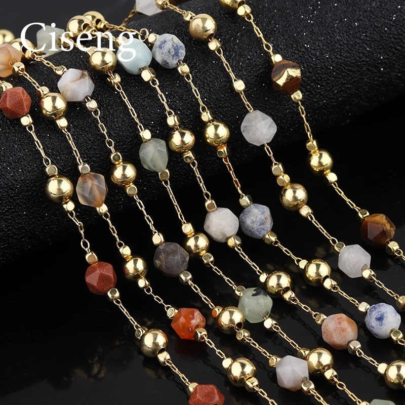 

1m/lot Copper Irregular Stone Bead Craft Chain Colorful Sunglass Chain Necklace Bracelets For DIY Jewelry Making Findings