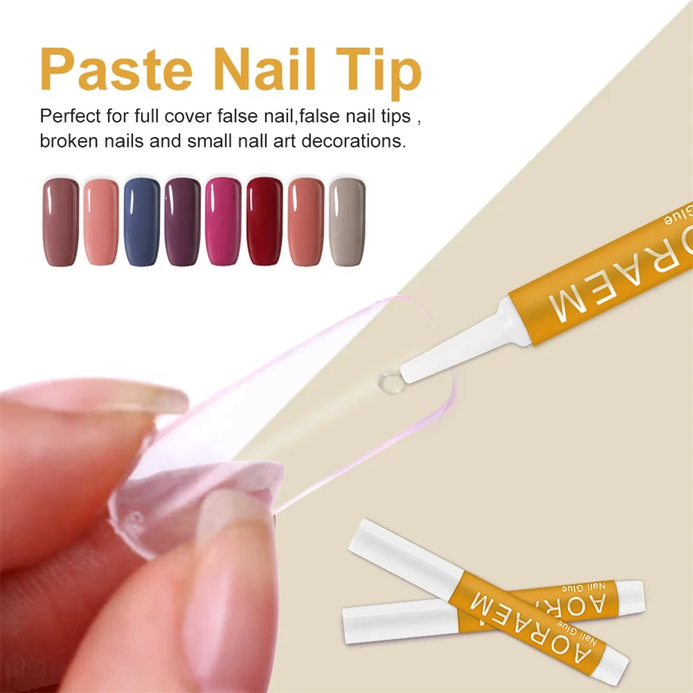 

AORAEM 2g 20pcs Fast Drying Nail Glue for False Nails Glitter Acrylic Decoration Fake Nail Tips Glue Sticky Nails Art Care Tools