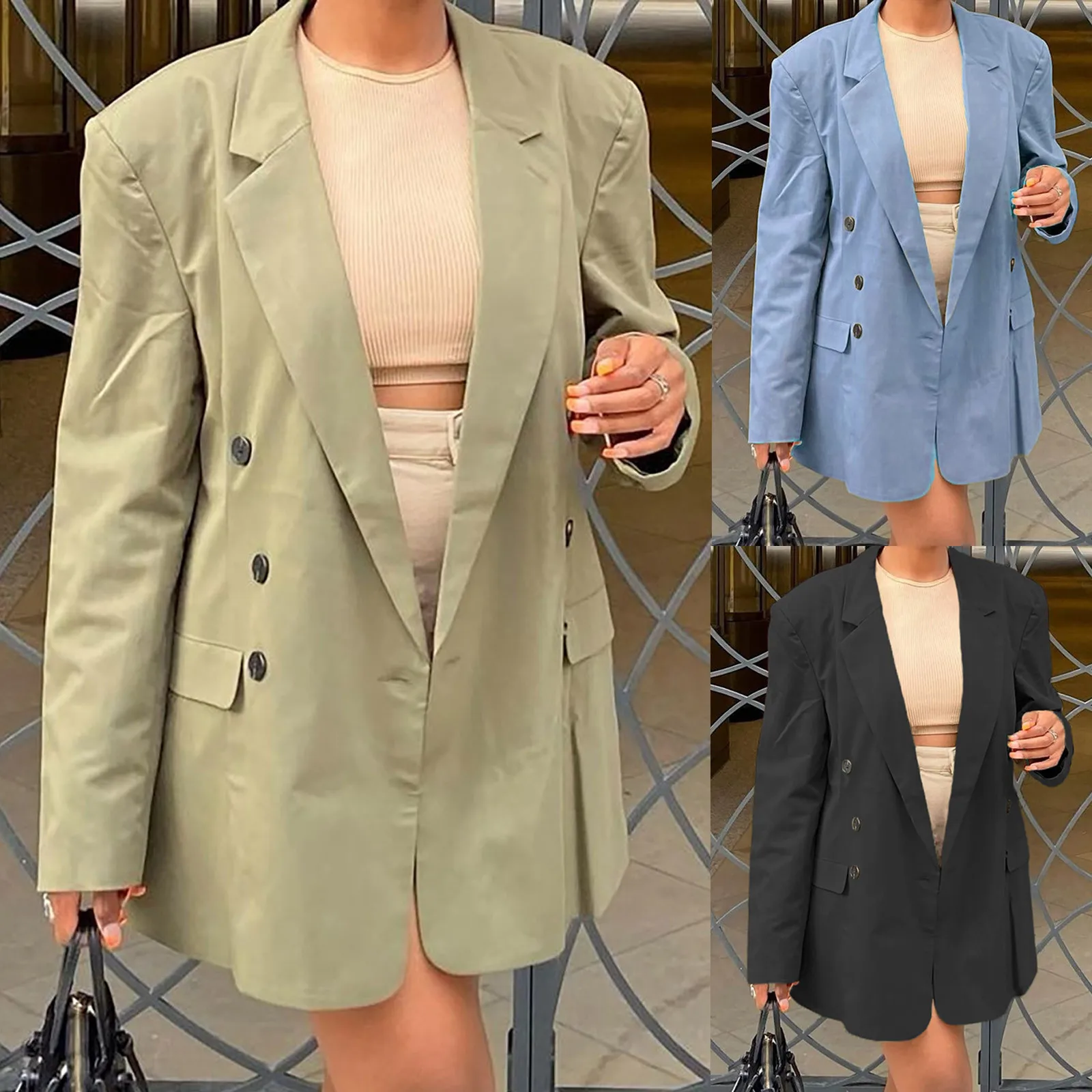 

Женский модный офисный пиджак, Осенний женский костюм, пальто, Повседневный Кардиган с открытым спереди, с длинным рукавом, на пуговицах, ис...