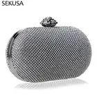 Роскошные вечерние сумочки стразы, маленькие свадебные сумочки, вечерние коктейльные с бриллиантами и цветами, металлический элегантный кошелек на плечо