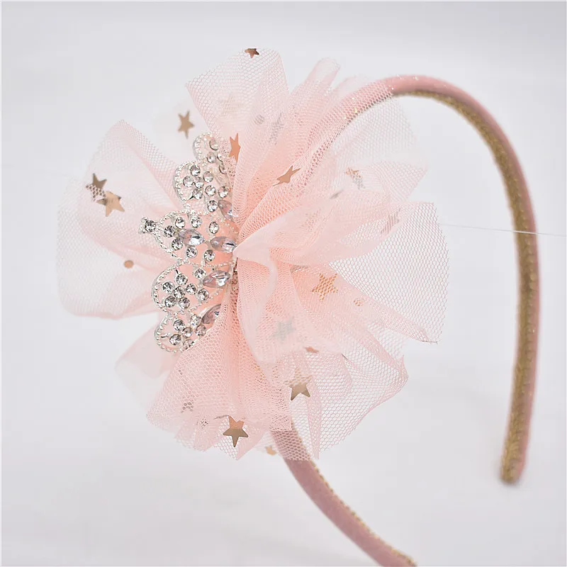 Модная повязка на голову прекрасная корона для девочек принцесса с кружевом и