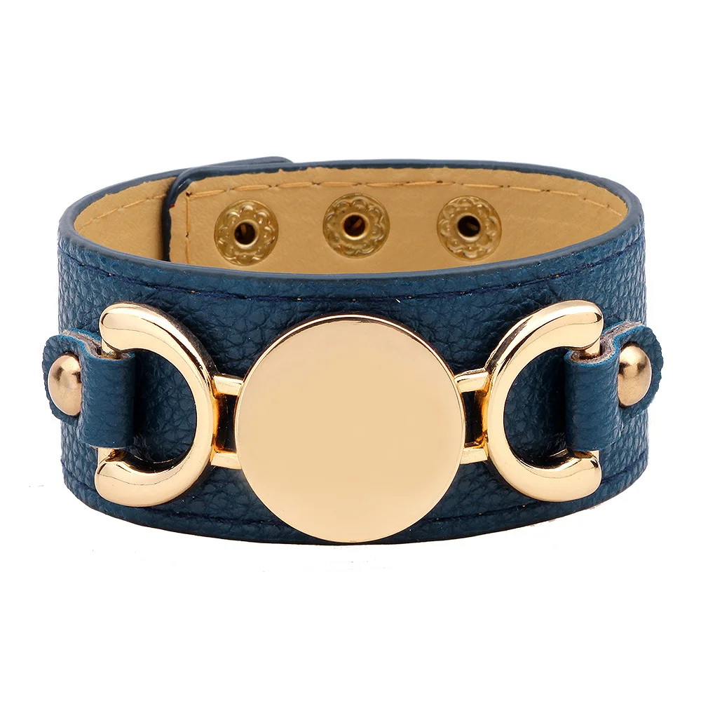 

Punk Fashion Trend Wide Leather Ms. Bracelet Creative Rose Gold Letter Manufacturer Wholesale Small Goods Leather Gift Jewelry