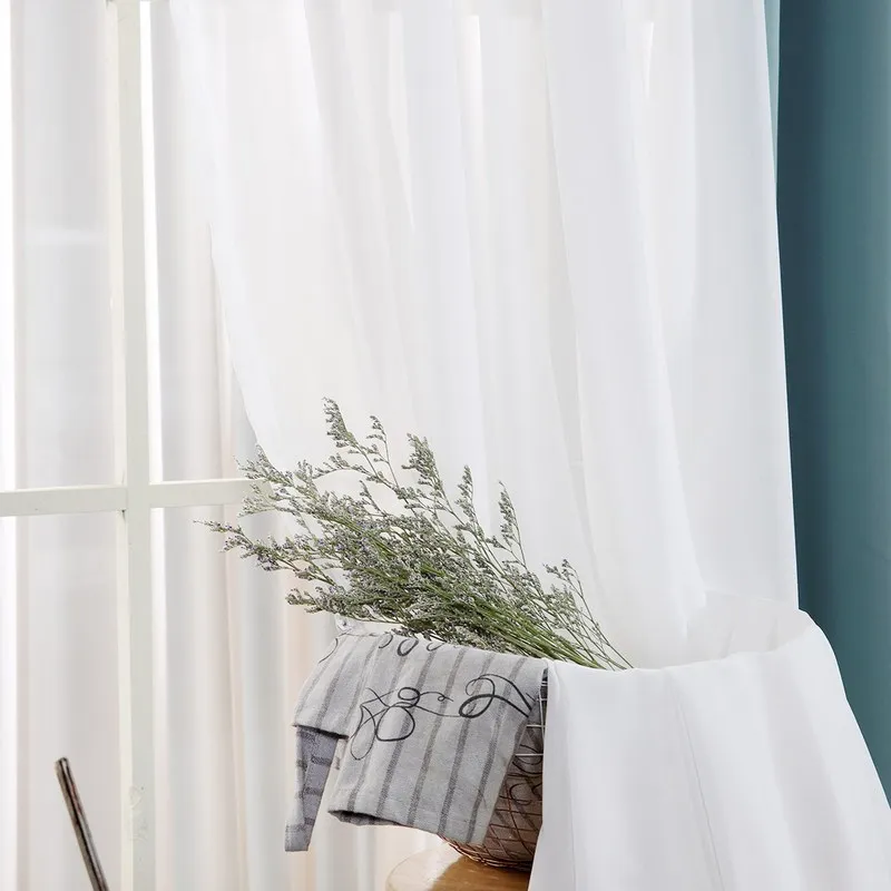 

Тонкие белые шторы TPS s для гостиной, однотонные тюлевые занавески s для комнаты, спальни, оконные готовые занавески