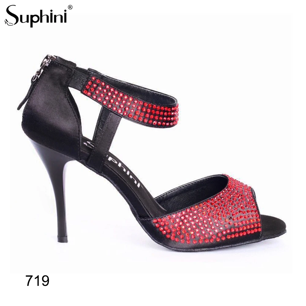 Женские туфли с красными кристаллами для выпускного вечера ремешком на