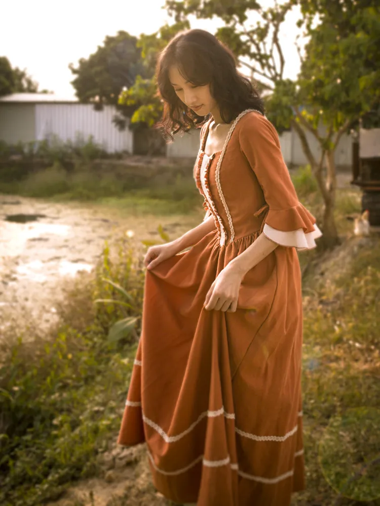 Весеннее оригинальное дизайнерское осеннее женское винтажное платье во