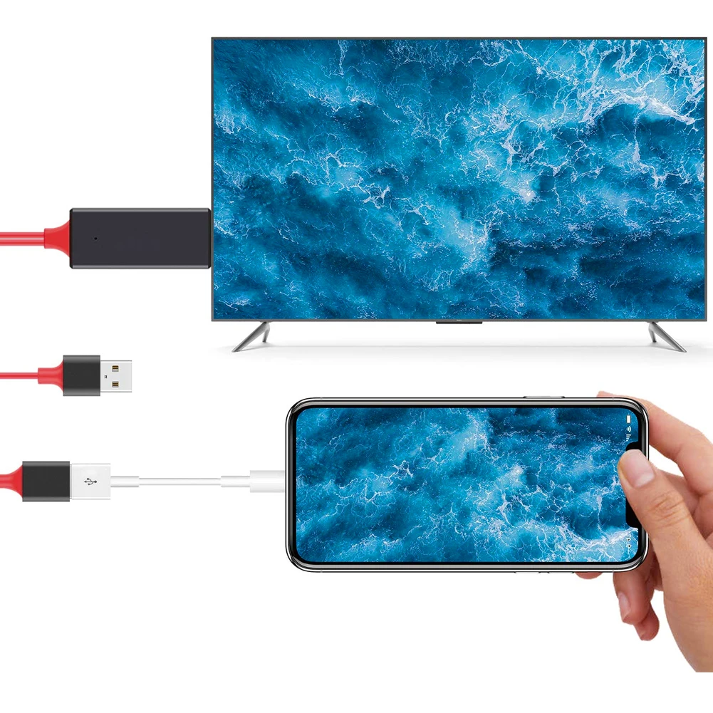 

HD Cable 3in1 Phone to TV Mirror Cable Digital AV Adapter Cord Compatible with Apple Android for business meetings education