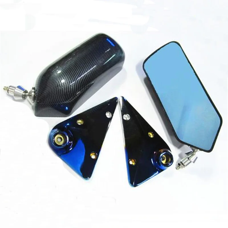 

1Pair Universal CarAutos Blue Rear View Mirror F1 water stick racing Side Mirror Glass & Wide Angle Metal Bracket