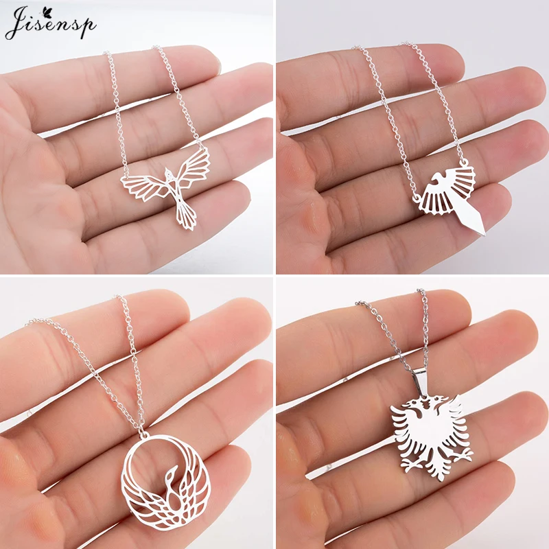 Jisensp оригами Феникс кулон ожерелья для женщин из нержавеющей стали Винтаж