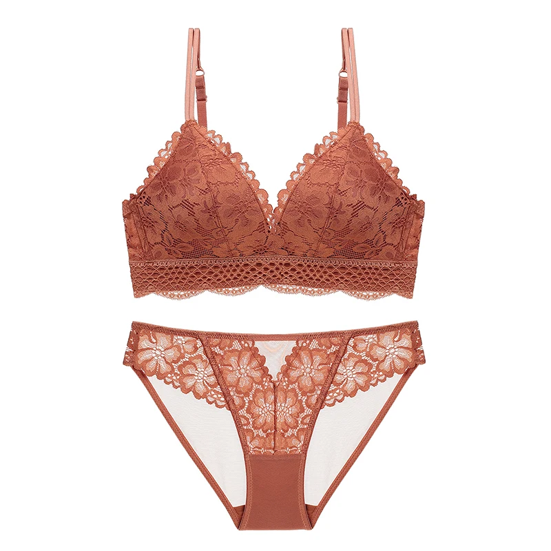 Комплект кружевного Бесшовного нижнего белья из бюстгальтера и трусиков с
