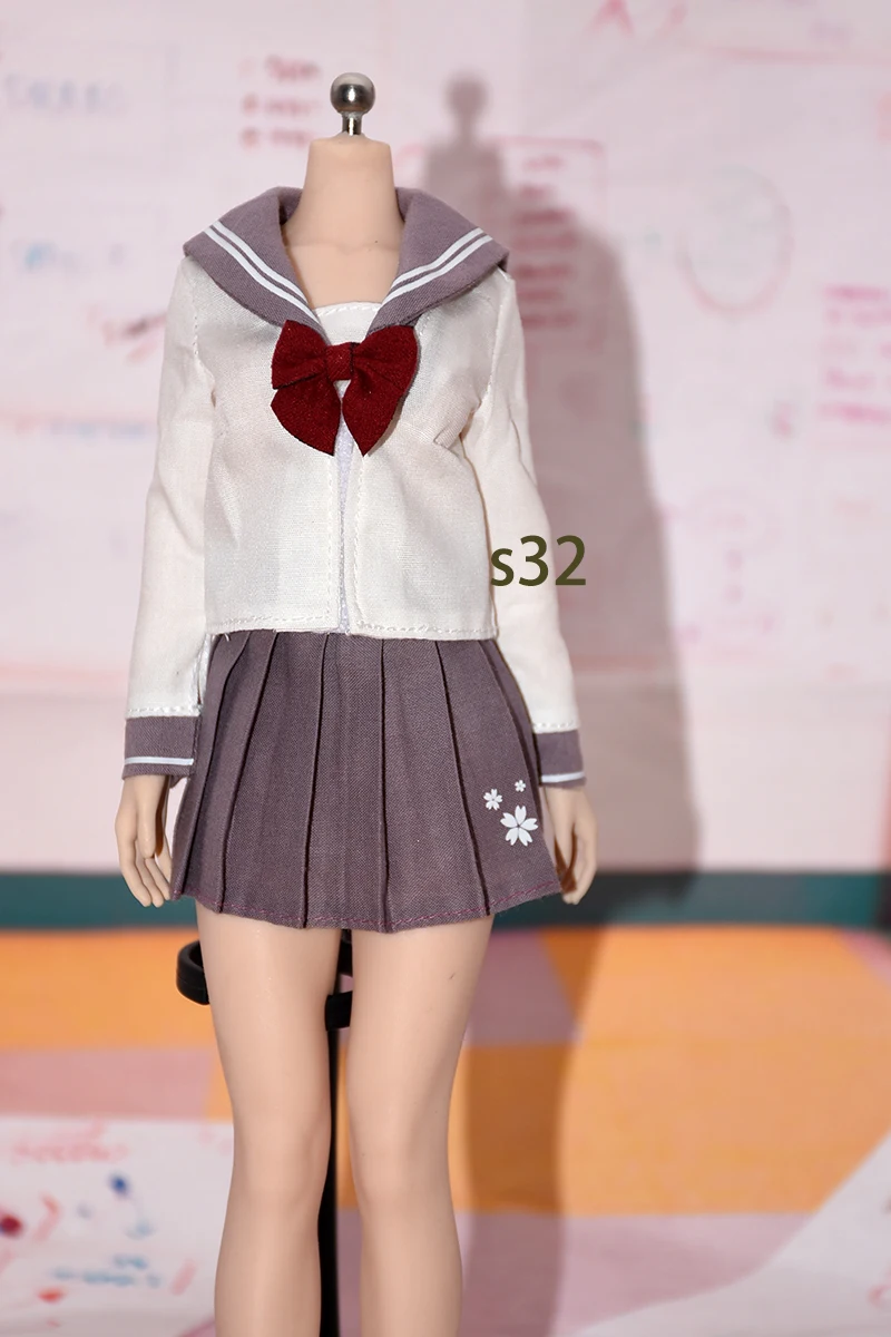 

1/6 Scale Solider Girl Sailor Uniform Clothes Suit Fit 12" Narrow Shoulder Female Body