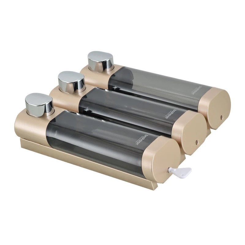 triple soap dispenser wall mount shampoo dispensers detergent shower gel bottle gold 300ml plastic bathroom accessories for home free global shipping