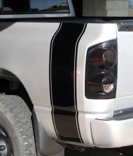 

For (2Pcs)Truck car vinyl decal, plain racing stripes Dodge Ram rear bed, both sides rally