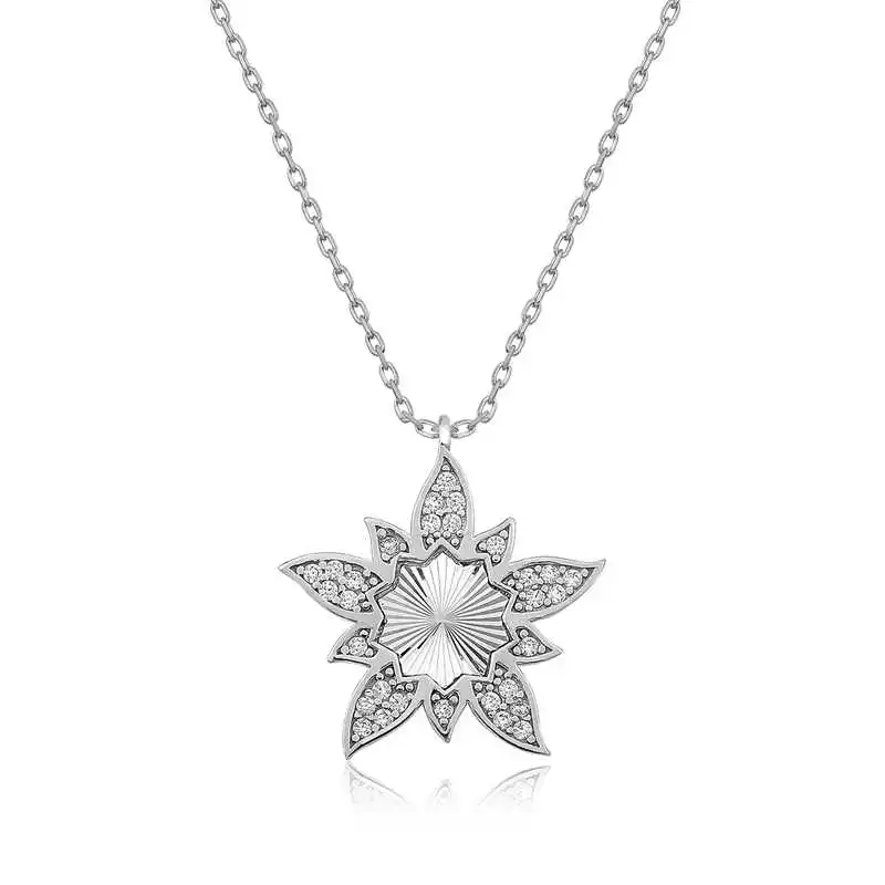 

Real Silver 925 Jewelry Silver Lotus flower Lady Necklace