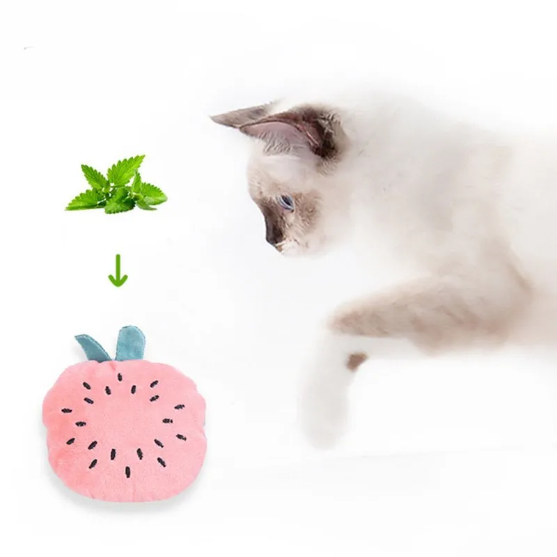 

Pet Cat Toy Supplies Cute Fruit Shape Catnip Toy Plush Simulation Strawberry Toy Training Interactive Resistant Clean Cat Toy