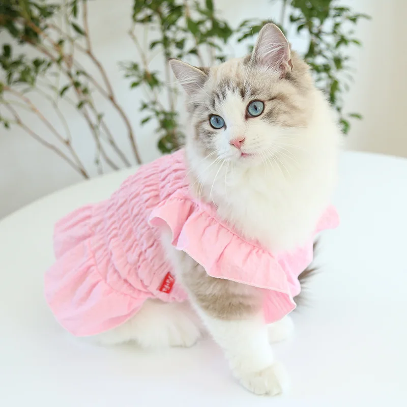 

Solid Princess Dog Cat Dress Skirt Pet Puppy Shirt Spring/Summer Clothes Outfit 5 Sizes 2 Colours