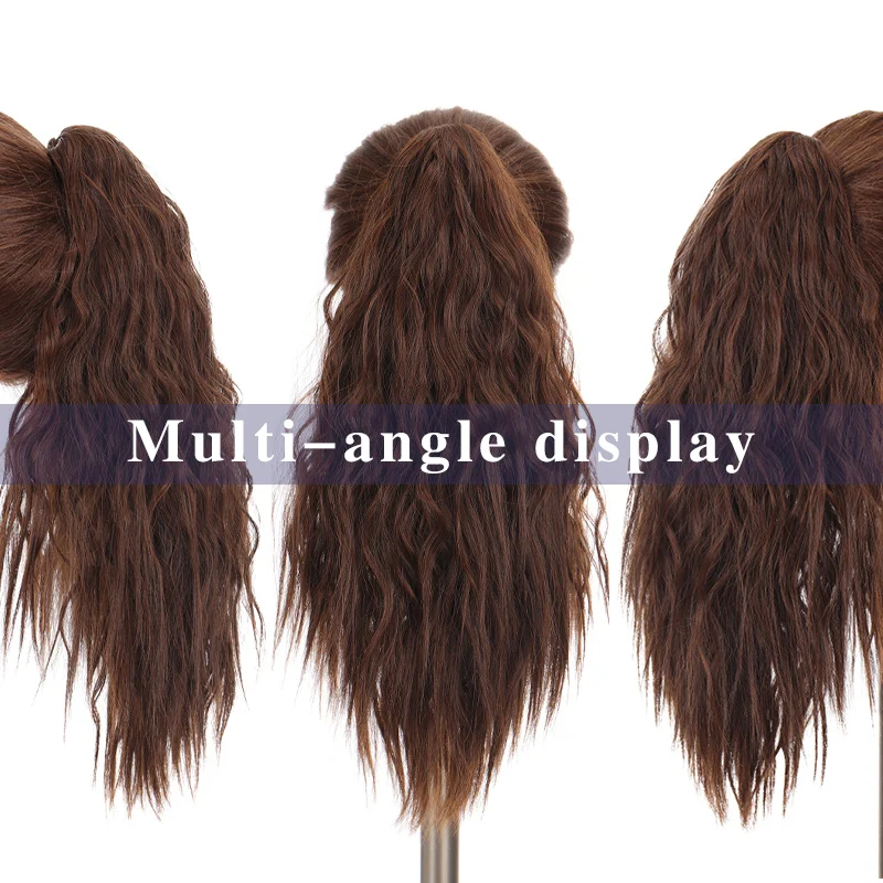 17 Inches Claw Clip On Ponytail Hair Extension Long Wavy Synthetic Hairpiece Black Natural curl for Women | Шиньоны и парики