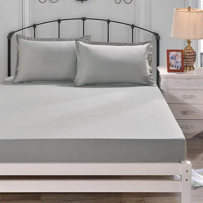 Однотонная Подгоняемая простыня наматрасник 1 шт. 100% полиэстер с 4 углами