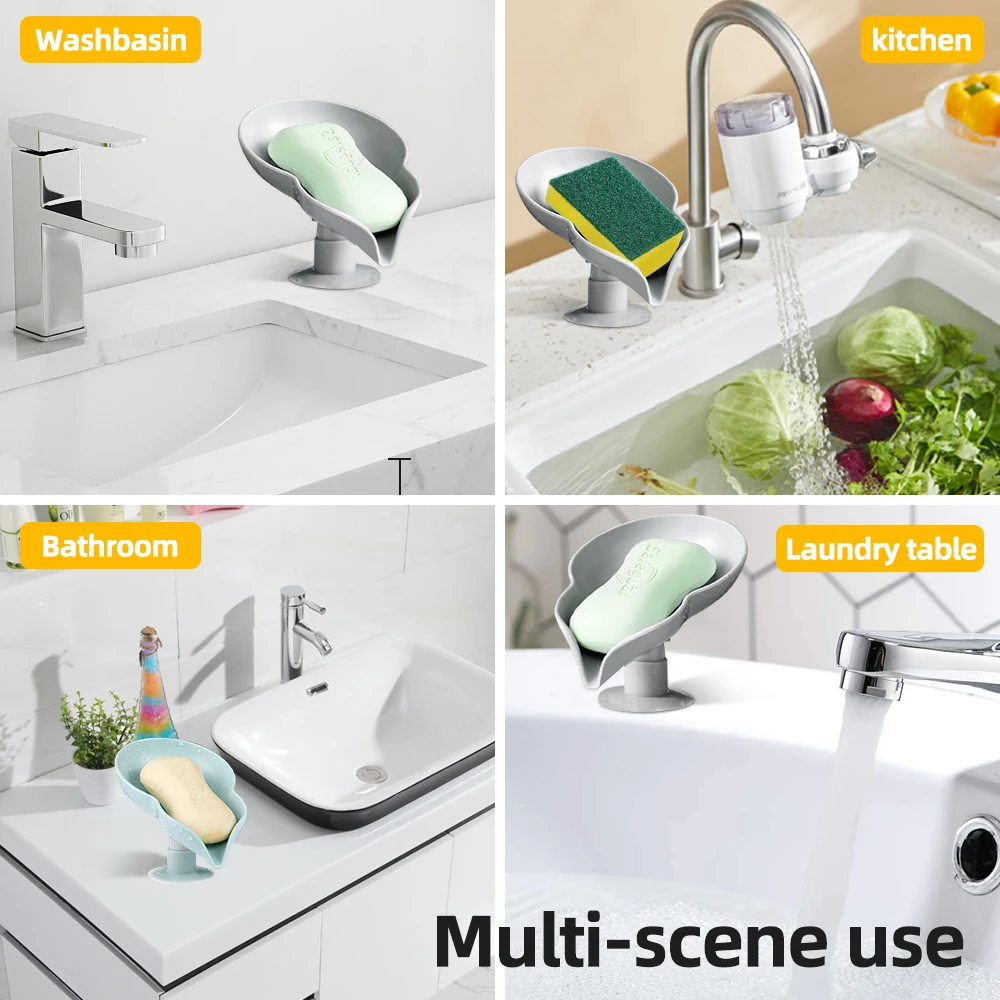 

Leaf Shape Soap Box Holder Self Draining Soap Rack Non-slip Sucker Sponge Storage Dish for Bathroom Holder Plate Tray Accessory
