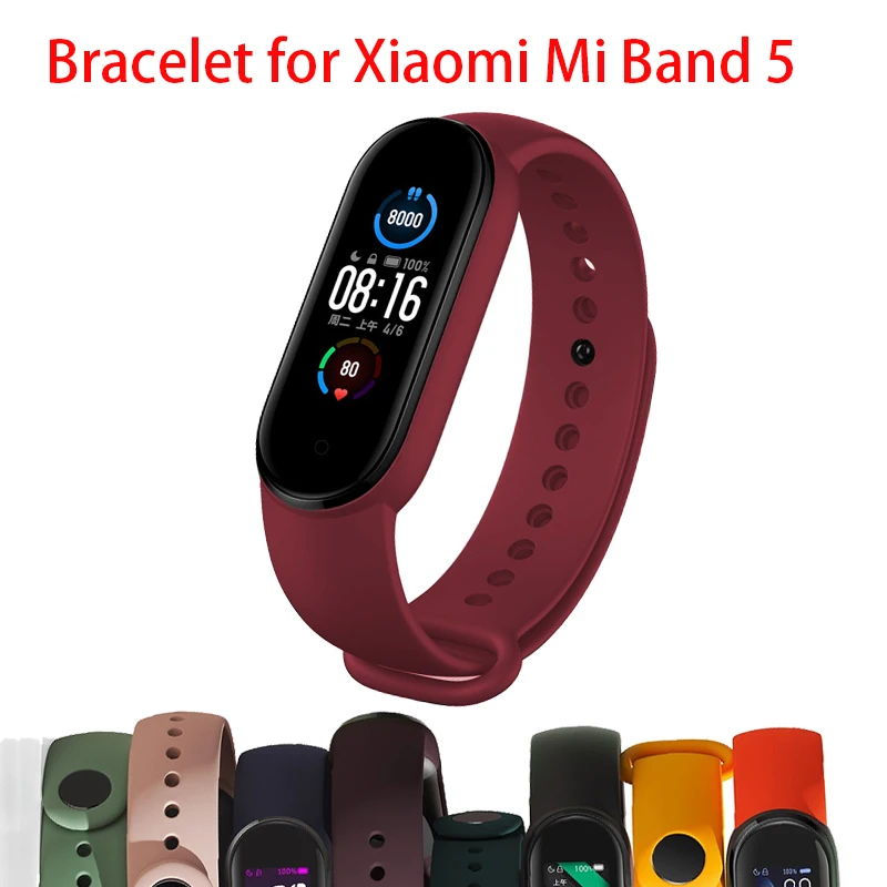 

Силиконовый ремешок для Xiaomi Mi Band 5, 4, 3, спортивный браслет для Xiaomi mi band 5, сменный Браслет для Mi Band 5, 4, 3
