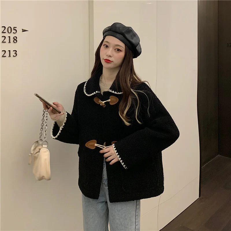 Осенняя Корейская куртка 2021 новая свободная с длинным рукавом и воротником-поло