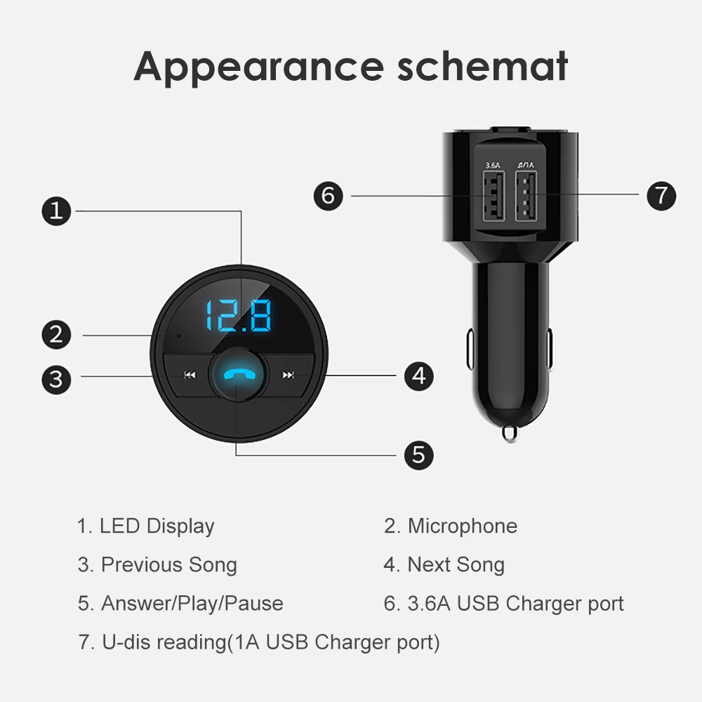 AOSHIKE A2DP Автомобильный MP3-плеер сигарета Bluetooth приемник fm-передатчик двойной USB 2 0