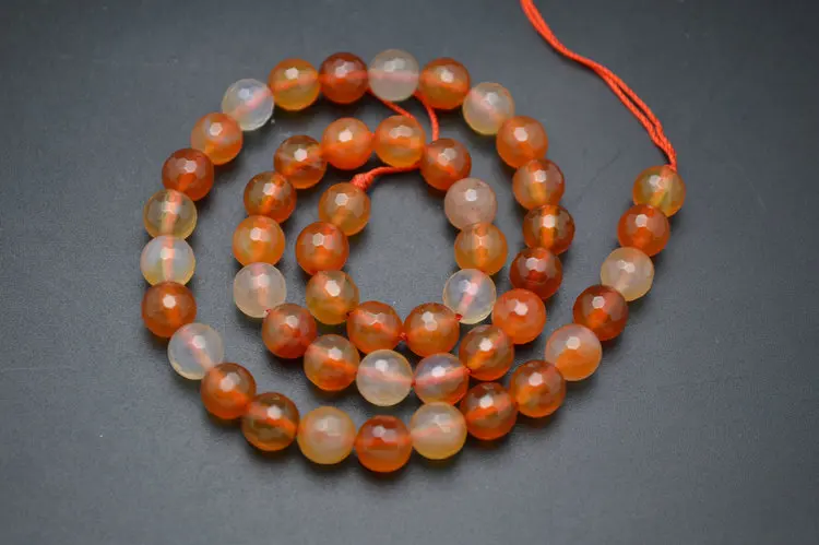 Natural Faceted Red Carnelian Agate Stone Round Loose Beads DIY Jewelry making materials 4mm 6mm 8mm 10mm 12mm | Украшения и