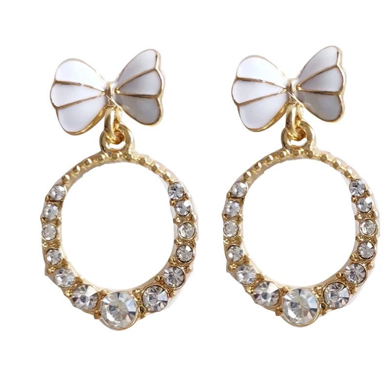 

Mihan S925 needle Women Jewelry Bow Earrings Pretty Design High Quality Shiny Crystal Round Drop Earrings For Girl Lady Gifts