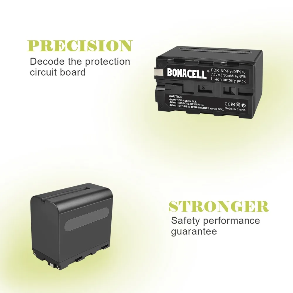 Bonacell 7,2 V 8700 мА/ч, NP-F960 NP-F970 NP F960 F970 F950 Батарея+ ЖК-дисплей Зарядное устройство для sony PLM-100 CCD-TRV35 MVC-FD91 MC1500C L50
