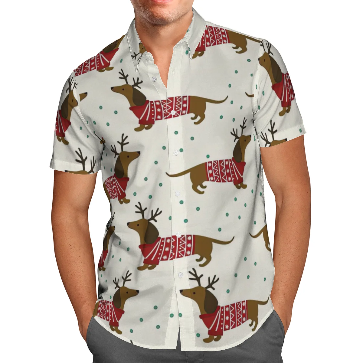 

Animal Dog 3D Beach Hawaiian 2021 Summer Men's Shirt Short Sleeve Shirt Streetwear Oversized 5XL Camisa Social Chemise Homme-902