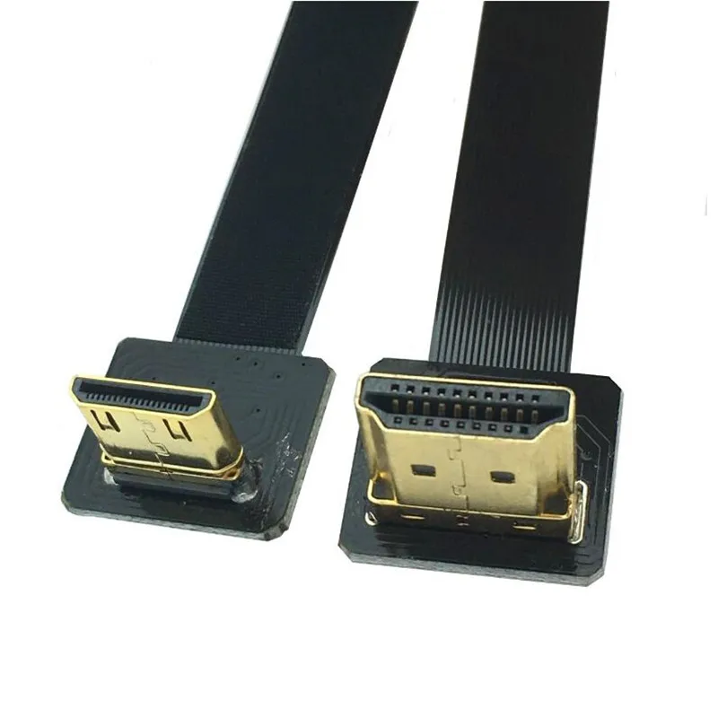 

Плоский кабель с углом 90 градусов FPV HDMI-совместимый штекер к мини-HDMI штекер FPC для мультикоптера кабель для аэрофотосъемки 5 см-80 см