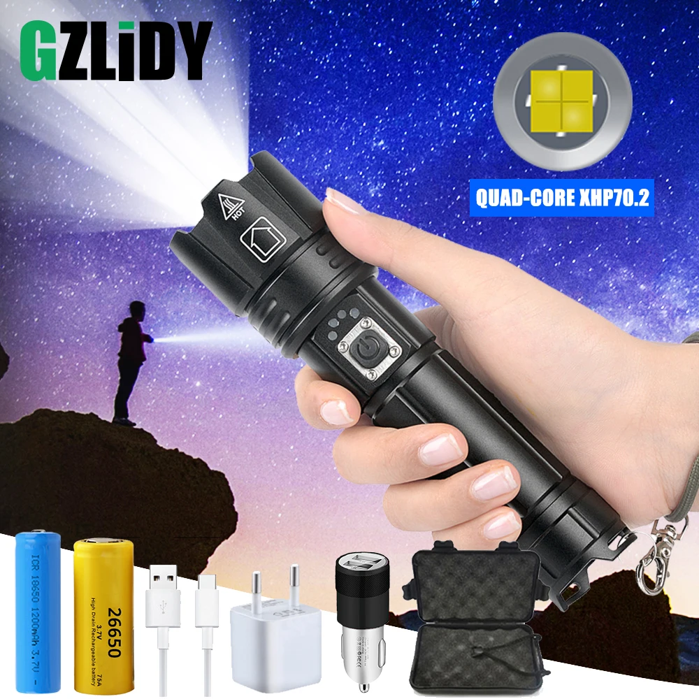 

Ффонарь XHP70 светодиодный, 5 режимов подсветильник Ки, водонепроницаемый, с зумом