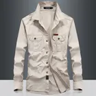 Тактические рубашки для мужчин с длинным рукавом из хлопка быстросохнущие военные армейские с вышивкой карго верхняя одежда осень весна размера плюс повседневные рубашки