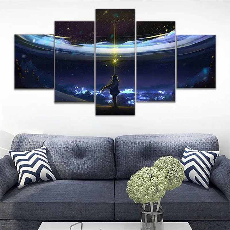 

5 Pieces Wall Art Canvas Painting Anime Inspired Poster Home Decoration For Living Room Modern Framework Modular Pictures