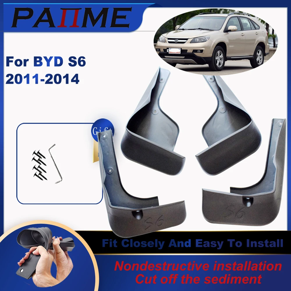 

Car MudFlaps For BYD S6 2011 2012 2013 2014 4pcs/Set Molded Splash Guards Front Rear Mud Flap Mudguards Fender YC102101