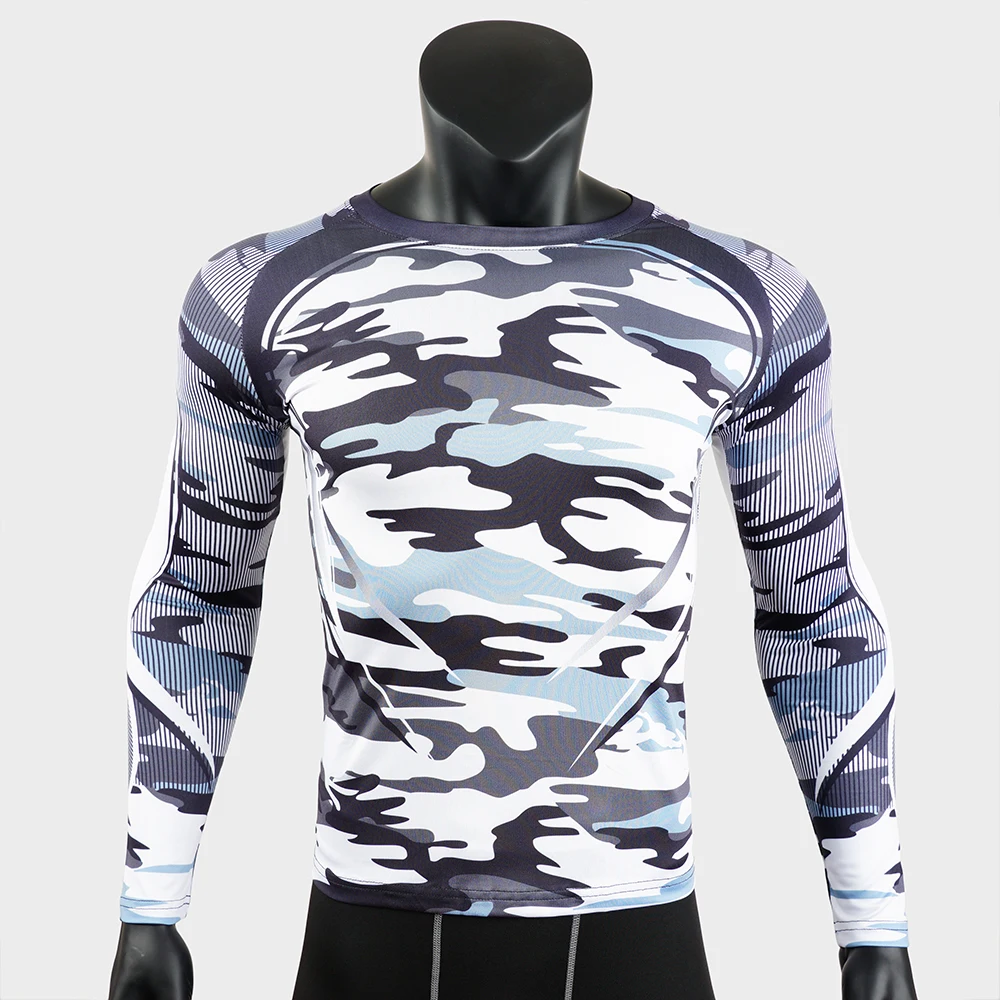Мужская компрессионная футболка с длинным рукавом для тренажерного зала фитнеса