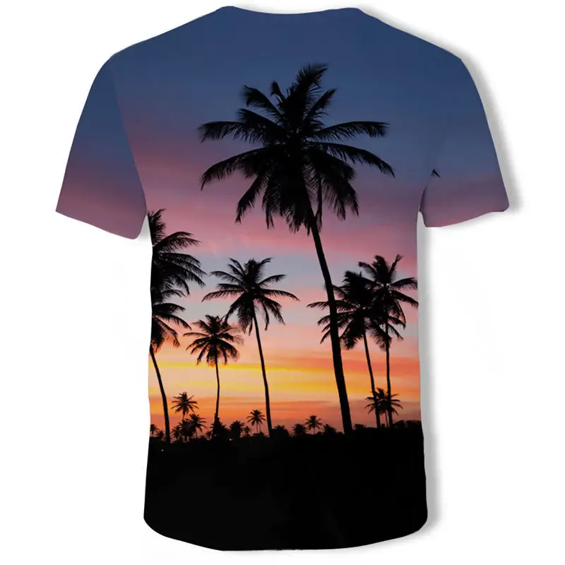 Men's 3D printing T-shirt lightning landscape t-shirt men's Summer Black T-Shirt round neck beach | Мужская одежда