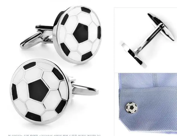 Мужские запонки для футбола качественные из латуни белого цвета модные