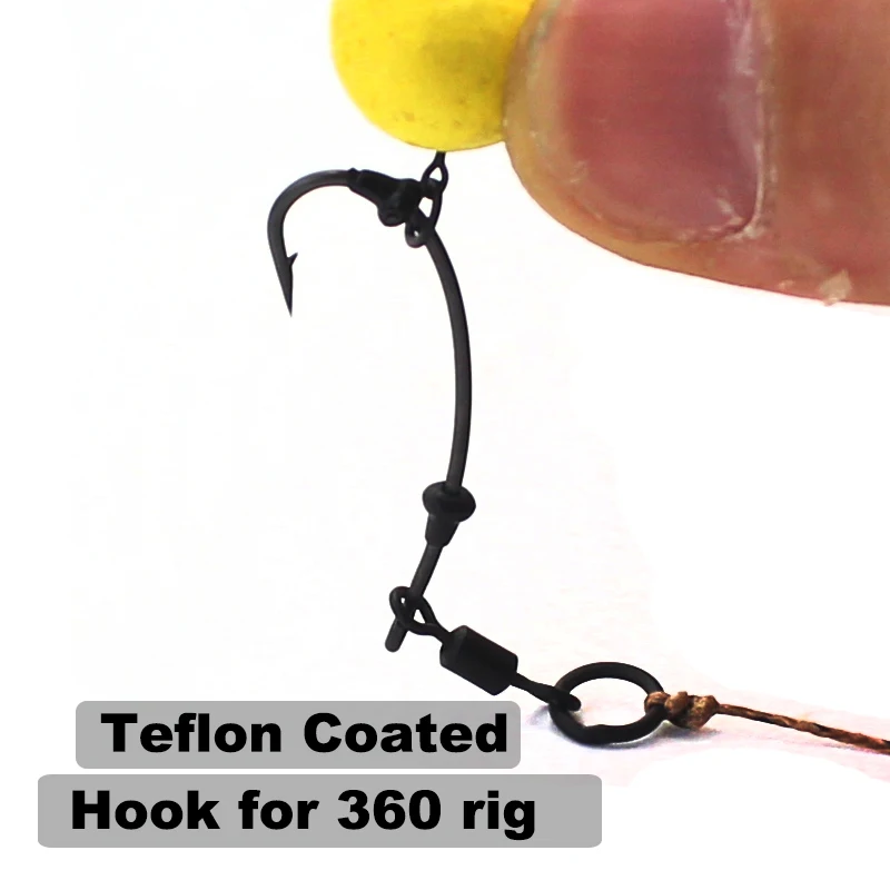 

20PCS Carp Fishing Hook Long Shank Barbed Hook Longshank Telflon Coating Hook for 360 Rig Ronnie Rig Micro Barb Coarse Fishing