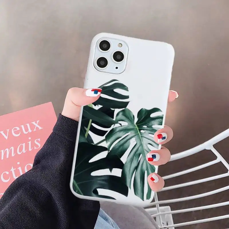 

Vintage Banana Leaves pattern luxury Phone Case funda Candy Color for iPhone 6 7 8 11 12 s mini pro X XS XR MAX Plus