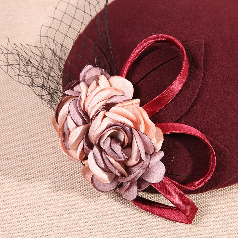 Женская шерстяная сетчатая шляпа с фатурой свадебная цветами свадебные подарки