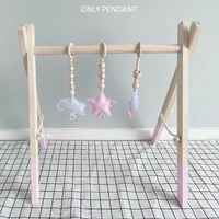 3pcs hanging exercise activity kids fitness equipment pendant wooden beads bedroom nursery play cartoon teether ring portable