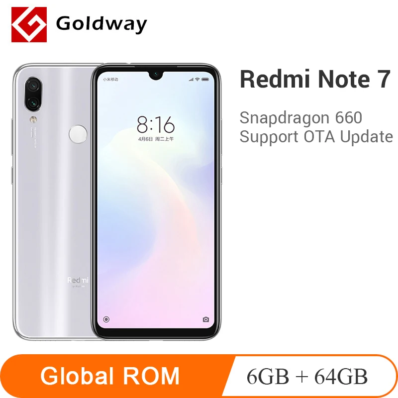 Xiaomi Redmi Note 7 смартфон с восьмиядерным процессором Snapdragon 660 ОЗУ 6 ГБ ПЗУ 64 48 МП 4000 мАч