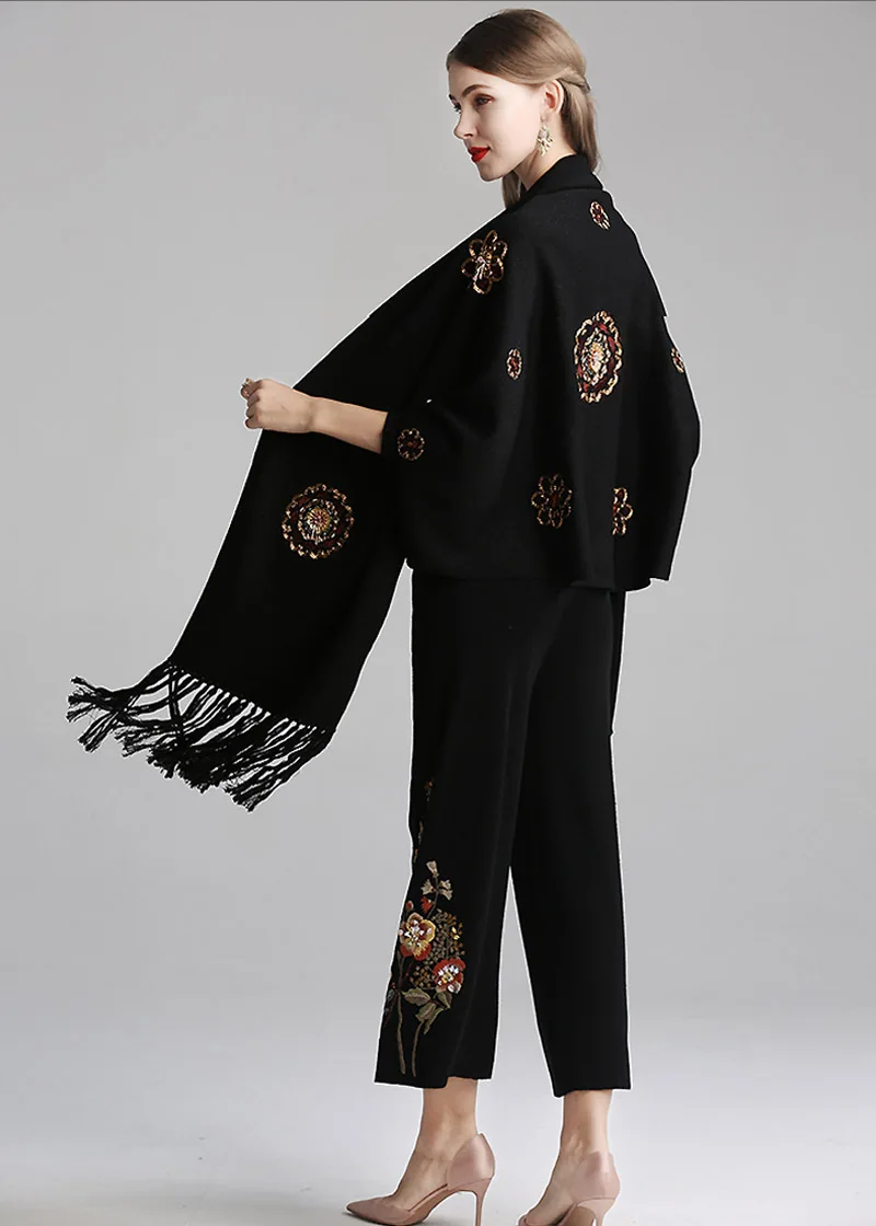 Женская Вязаная Шаль осенняя шаль в этническом стиле ретро с вышивкой и