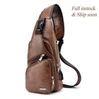 Мужские дорожные нагрудные сумки поясные сумки, мужская кожаная сумка через плечо с USB-зарядкой и разъемом для наушников