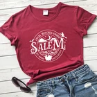 Местные ведьмы Union футболка Salem забавный женский хэллоуин вечерние футболка модная осенняя одежда с короткими рукавами, рисунок базовая ведьма топы тройники