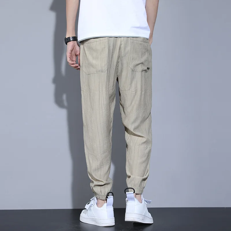 

Men's casual pants summer loose sports ice thin Leggings nine point trend draping air conditioning men's pants