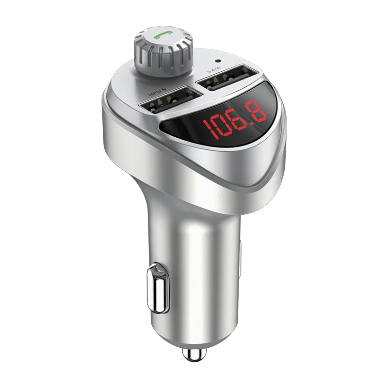 Silver KUULAA автомобильное зарядное устройство с fm-передатчиком Bluetooth приемник аудио MP3 плеер TF карта Автомобильный комплект 3.4A двойное автомобильное usb-устройство для зарядки телефона - Тип штекера: Silver