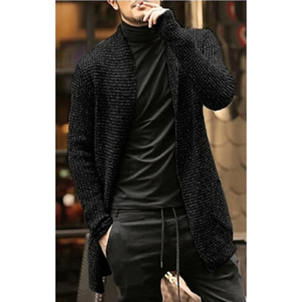 Covrlge Sweater Male Autumn New Casual Comfortable  Cotton Warm Daily All-match Cardigan Round Neck Trench Coat MWF015