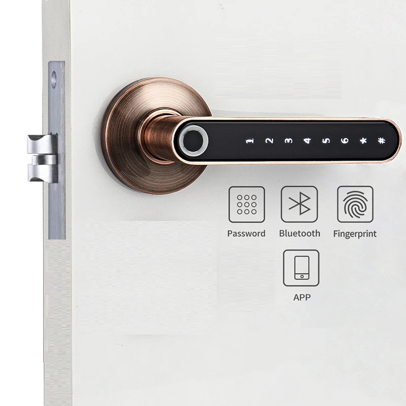 Smart Biometric fingerprint Door Lock Code Phone APP Bluetooth One time code Dynamic code Unlock log Wooden Door handle lock